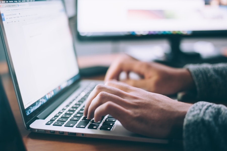 Blog editor open on laptop showing article draft